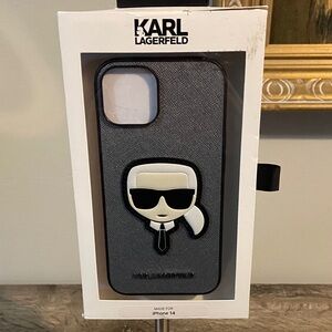 Karl Lagerfeld NEW Gray Black and White iPhone 14 Case Comes in box Never Used